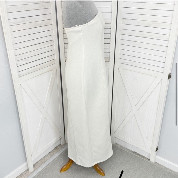 Zara Textured Strapless Tube Midi Dress Ivory Cream Large - Picture 6 of 11